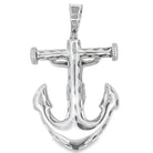 .925 Silver Jesus Crucifix Anchor Baguette CZ Iced Out Pendant White Gold HipHopBling