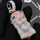 .925 Silver Jesus Gem Crown VVS CZ Iced Out Pendant White Gold HipHopBling