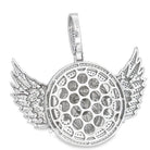 .925 Silver Lion Head With Wings Baguette CZ Iced Out Pendant White Gold HipHopBling