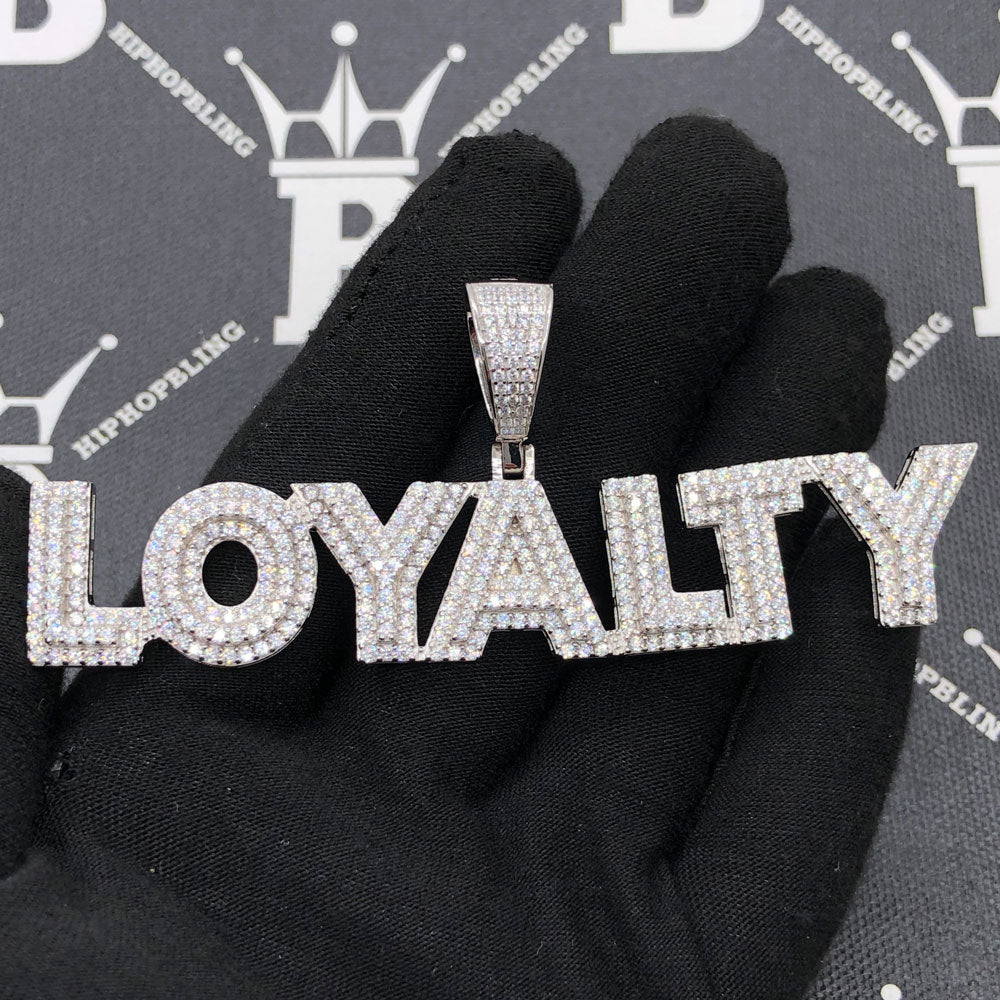 .925 Silver LOYALTY Layer VVS CZ Iced Out Pendant White Gold HipHopBling