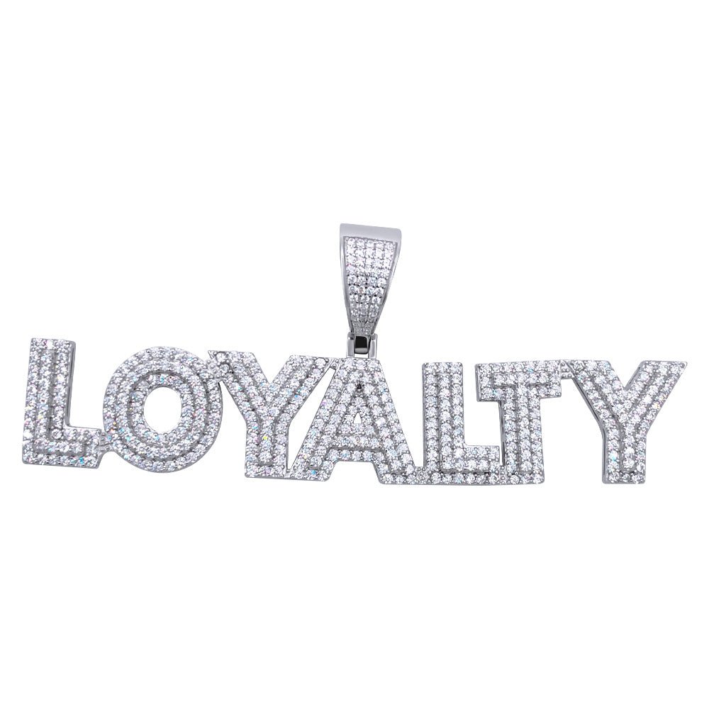 .925 Silver LOYALTY Layer VVS CZ Iced Out Pendant White Gold HipHopBling