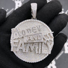 .925 Silver Money and Family $$$ VVS CZ Iced Out Pendant White Gold HipHopBling