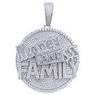 .925 Silver Money and Family $$$ VVS CZ Iced Out Pendant White Gold HipHopBling