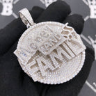 .925 Silver Money and Family $$$ VVS CZ Iced Out Pendant White Gold HipHopBling