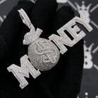 .925 Silver MONEY $ Bag VVS CZ Iced Out Pendant White Gold HipHopBling