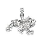 .925 Silver Money Power Respect $ Plug Gun CZ Iced Out Pendant White Gold HipHopBling