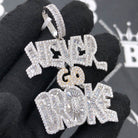 .925 Silver Never Go Broke Baguette VVS CZ Iced Out Pendant White Gold HipHopBling