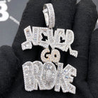 .925 Silver Never Go Broke Baguette VVS CZ Iced Out Pendant White Gold HipHopBling