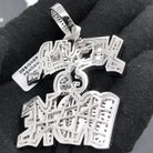 .925 Silver Never Go Broke Baguette VVS CZ Iced Out Pendant White Gold HipHopBling