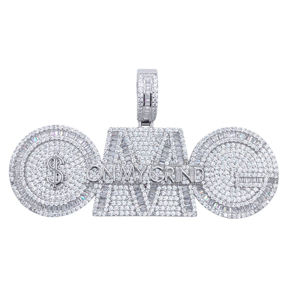 .925 Silver OMG On My Grind VVS CZ Iced Out Pendant HipHopBling