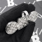 .925 Silver OMG On My Grind VVS CZ Iced Out Pendant White Gold HipHopBling