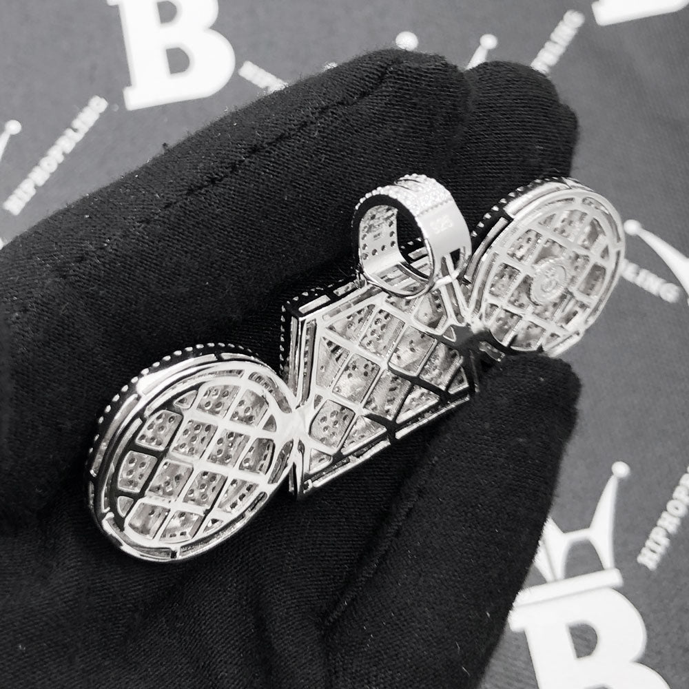 .925 Silver OMG On My Grind VVS CZ Iced Out Pendant White Gold HipHopBling