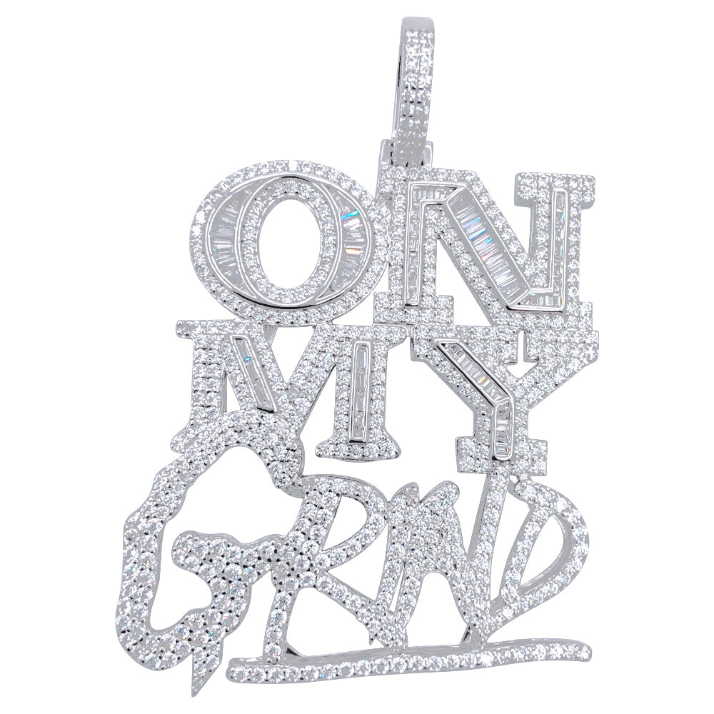.925 Silver On My Grind VVS CZ Iced Out Pendant HipHopBling