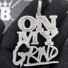 .925 Silver On My Grind VVS CZ Iced Out Pendant White Gold HipHopBling