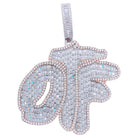 .925 Silver OTF Baguette VVS CZ Iced Out Pendant White Gold HipHopBling
