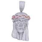 .925 Silver Pave Jesus VVS CZ Iced Out Pendant White Gold HipHopBling