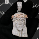 .925 Silver Pave Jesus VVS CZ Iced Out Pendant White Gold HipHopBling