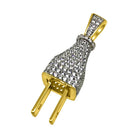 .925 Silver Plug 3D Mini CZ Gold Bling Bling Pendant HipHopBling