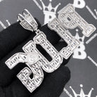 .925 Silver PLUG Baguette Letters VVS CZ Iced Out Pendant White Gold HipHopBling