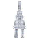 .925 Silver Plug Baguette VVS CZ Iced Out Pendant White Gold HipHopBling