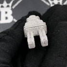 .925 Silver Plug Baguette VVS CZ Iced Out Pendant White Gold HipHopBling