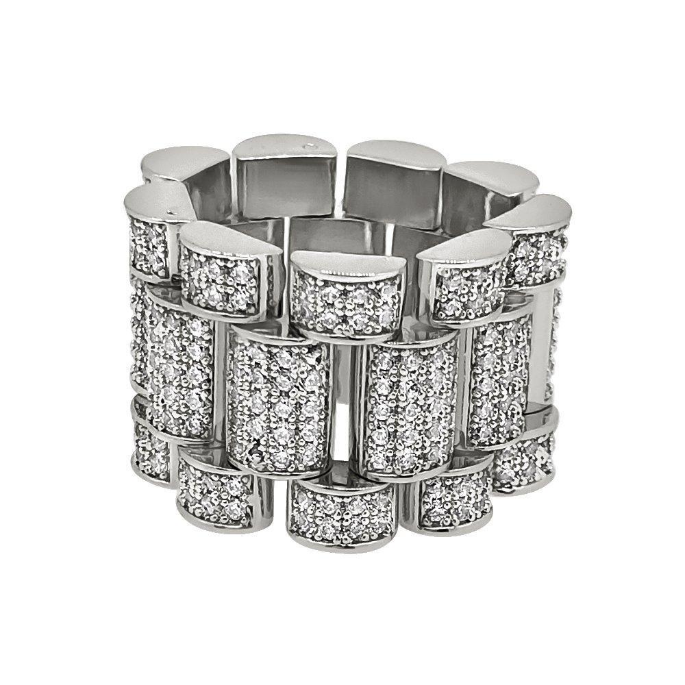 .925 Silver Presidential Link Rhodium CZ Bling Bling Ring 7 HipHopBling