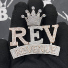 .925 Silver REV Revenue VVS CZ Iced Out Pendant White Gold HipHopBling