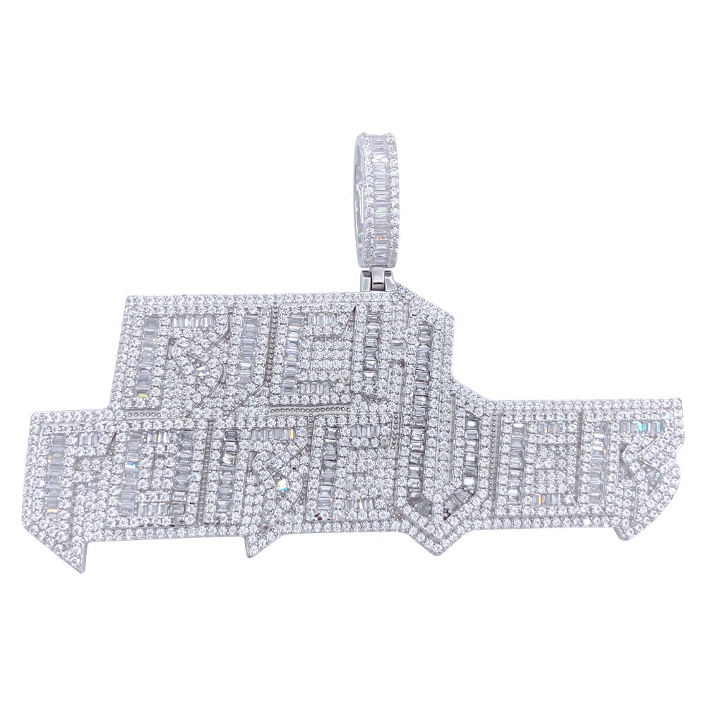 .925 Silver Rich Forever Baguette VVS CZ Iced Out Pendant White Gold HipHopBling