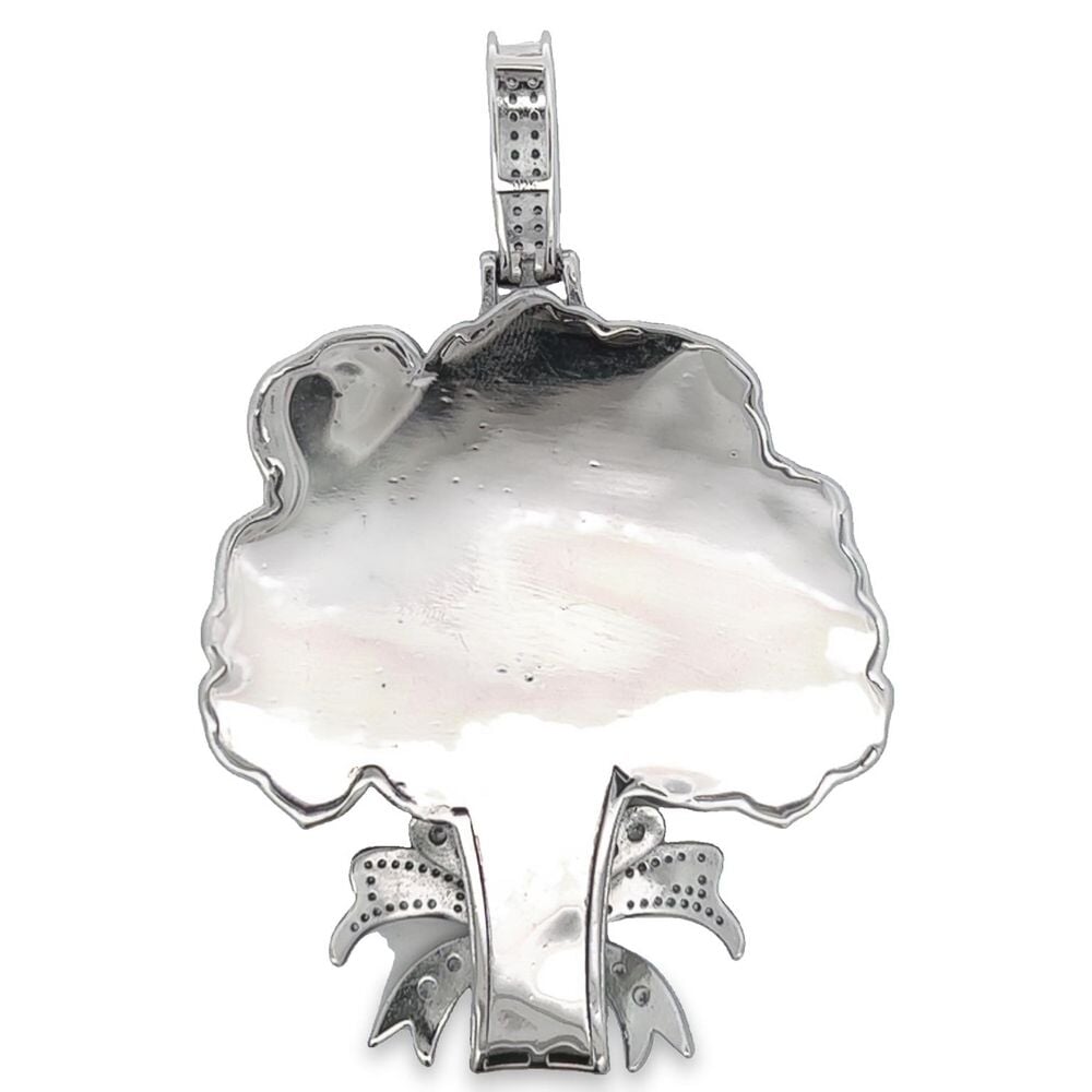 .925 Silver Rose Bouquet CZ Iced Out Pendant White Gold HipHopBling