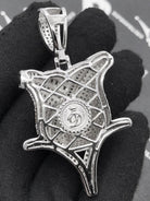 .925 Silver Rose Flower Baguette VVS CZ Iced Out Pendant White Gold HipHopBling