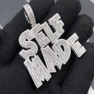 .925 Silver SELF MADE Baguette VVS CZ Iced Out Pendant White Gold HipHopBling