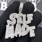 .925 Silver SELF MADE Baguette VVS CZ Iced Out Pendant White Gold HipHopBling