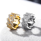 .925 Silver Sharp Cuban CZ Hip Hop Bling Ring Yellow Gold 7 HipHopBling