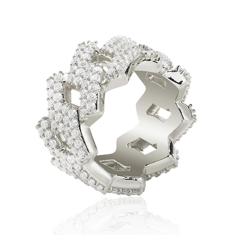 .925 Silver Sharp Cuban CZ Hip Hop Bling Ring Yellow Gold 7 HipHopBling