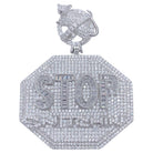 .925 Silver STOP Snitching VVS CZ Iced Out Pendant White Gold HipHopBling