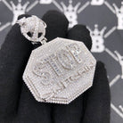 .925 Silver STOP Snitching VVS CZ Iced Out Pendant White Gold HipHopBling