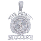 .925 Silver $ The Money Motive Baguette VVS CZ Iced Out Pendant White Gold HipHopBling