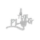 .925 Silver The PLUG CZ Iced Out Pendant White Gold HipHopBling