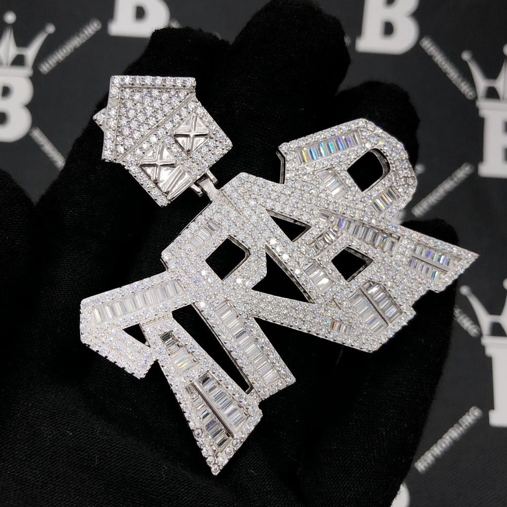 .925 Silver TRAP Baguette VVS CZ Iced Out Pendant White Gold HipHopBling