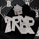 .925 Silver TRAP Baguette VVS CZ Iced Out Pendant White Gold HipHopBling