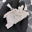 .925 Silver TRK The Real King VVS CZ Iced Out Pendant White Gold HipHopBling