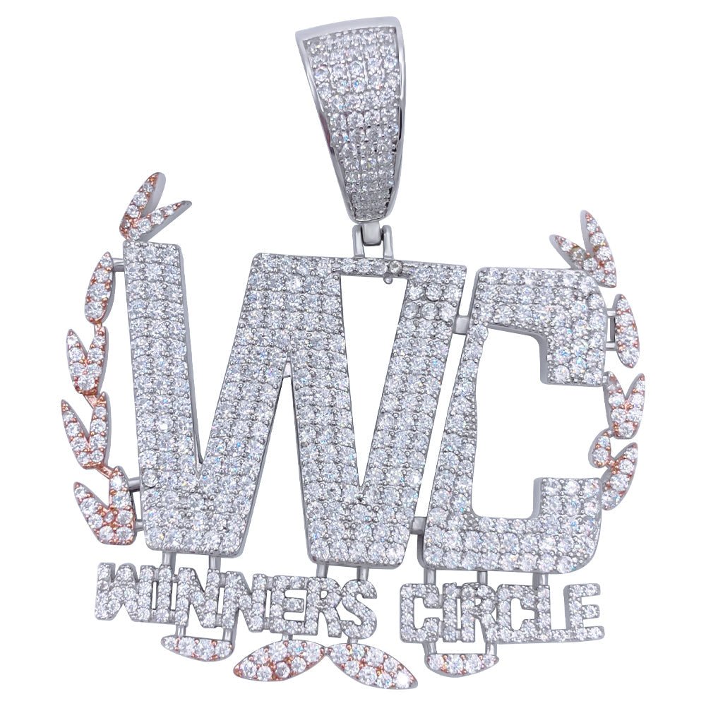 .925 Silver Winners Circle VVS CZ Iced Out Pendant White Gold HipHopBling