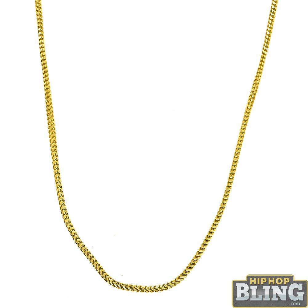 .925 Sterling Silver 1MM Franco Chain Gold 18" HipHopBling