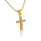 .925 Sterling Silver 3MM CZ Tennis Cross White Gold HipHopBling