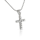 .925 Sterling Silver 3MM CZ Tennis Cross White Gold HipHopBling