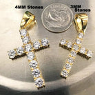 .925 Sterling Silver 3MM CZ Tennis Cross White Gold HipHopBling