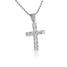 .925 Sterling Silver 4MM CZ Tennis Cross White Gold HipHopBling
