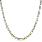.925 Sterling Silver Asscher 4MM 1 Row CZ Tennis Chain Yellow Gold 18" HipHopBling