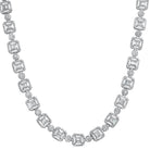 .925 Sterling Silver Baguette and Cluster Link CZ Iced Bling Chain White Gold 18" HipHopBling