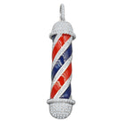 .925 Sterling Silver Barber Pole Enamel VVS CZ Iced Out Pendant Yellow Gold HipHopBling